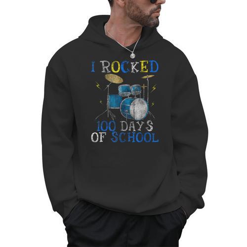 100th Day Of School T Shirt Happy 100 Days Drum Kit Music Men Hoodie - Downbeat Supply