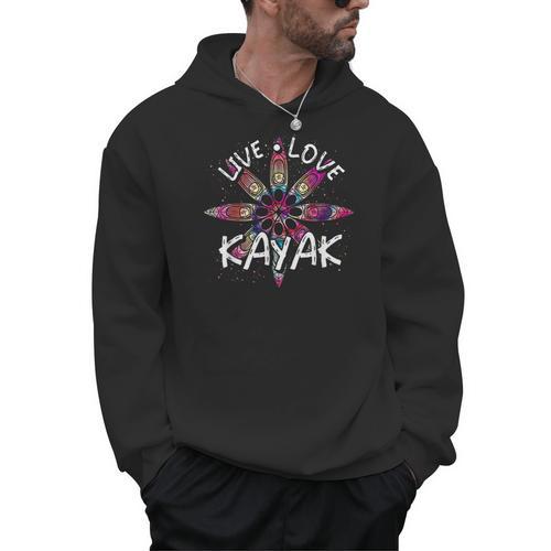 Canoe Boat Paddling Sport Kayaker Live Love Kayak Kayaking Men Hoodie - Paddle Life