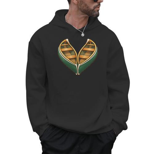 Canoe Heart Cute Minimalist Paddling Adventure Men Hoodie - Paddle Life
