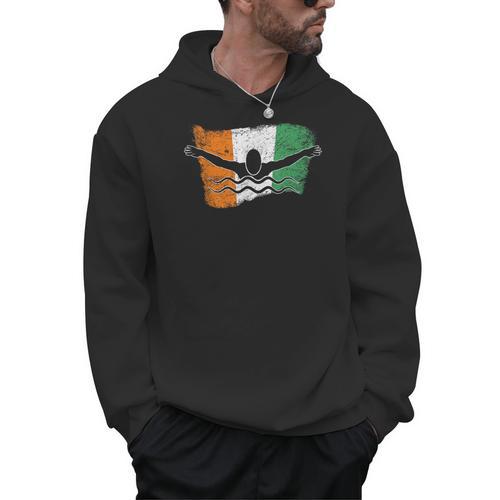 Cool Ireland Flag Vintage Irish Flag Swimmer Fly Swimming Men Hoodie - SwimGear Co