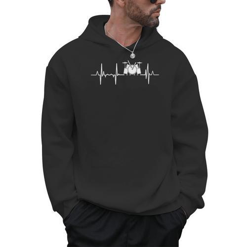 Drum Kit Cardiogram Drum Musician ECG Men Hoodie - Downbeat Supply