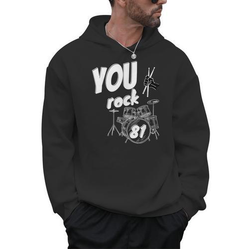 Drum Kit Drummer 81 Years 81st Birthday Men Women Men Hoodie - Downbeat Supply