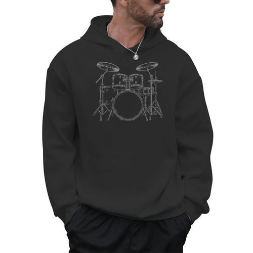 Drum Kit Rock Music Percussion Men Hoodie - Downbeat Supply