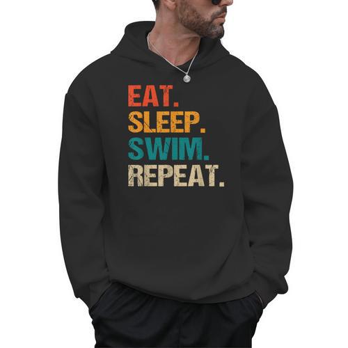 Eat Sleep Swim Repeat Pool Swimmer Water Polo Swimming Men Hoodie - SwimGear Co