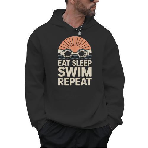 Eat Sleep Swim Repeat Swimmer Swimming Men Hoodie - SwimGear Co