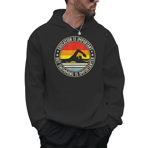 Education Is Important But Swimming Is Importanter Men Hoodie - SwimGear Co