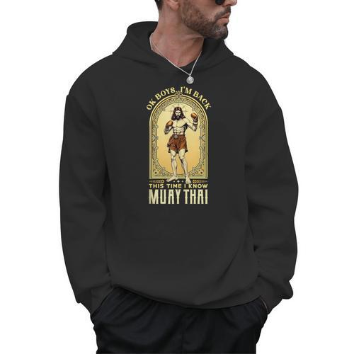 Jesus Knows Muay Thai Boxing Kickboxing MMA Men Hoodie - Nak Muay Co.