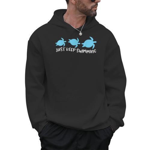 Just Keep Swimming Sea Turtle Swimmer Swim Team Coach Men Hoodie - SwimGear Co