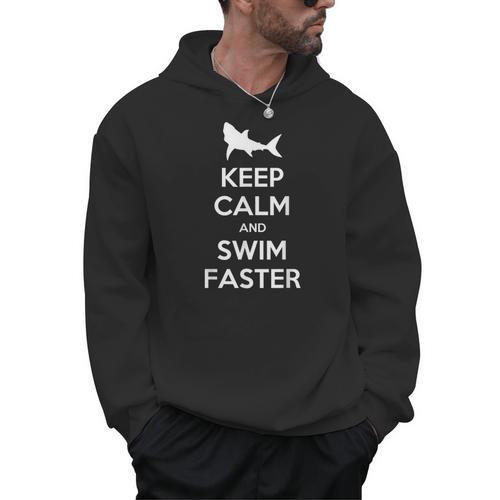 Keep Calm And Swim Faster Swimming T-Shirt Men Hoodie - SwimGear Co