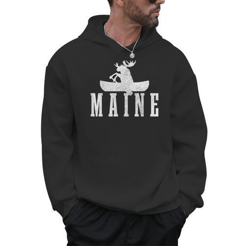 Maine Canoe Kayak Moose USA America Souvenir Men Hoodie - Paddle Life