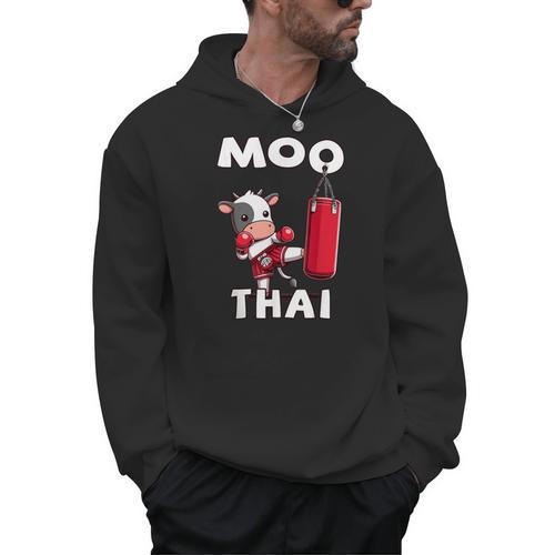 Moo Thai Muay Thai Thai Boxing For Kids Muay Thai Cow Men Hoodie - Nak Muay Co.