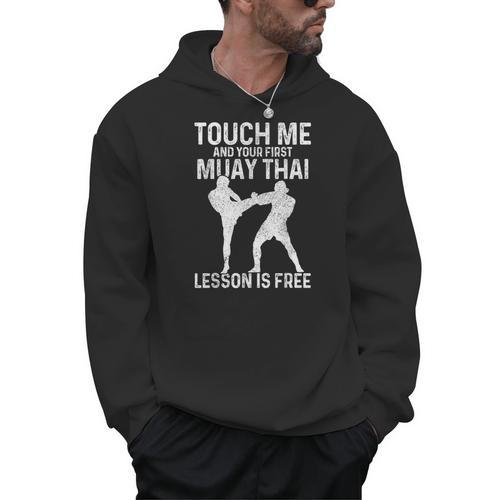 Muay Thai Boxing Kickboxing Your First Lesson Is Free Men Hoodie - Nak Muay Co.