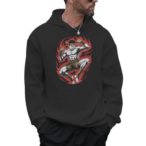 Muay Thai Elbow Strike Silhouette Minimal Clean Sport Men Hoodie - Nak Muay Co.
