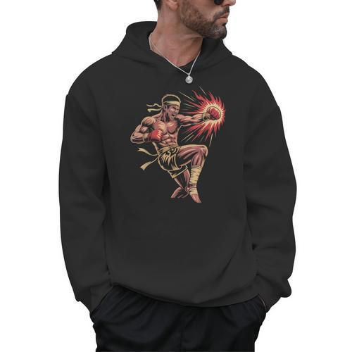 Muay Thai Fighter Southpaw Stance Minimal Silhouette Clean Men Hoodie - Nak Muay Co.