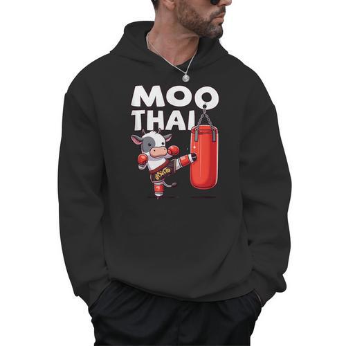 Muay Thai Moo Thai Thai Boxing For Youth Muay Thai Cow Men Hoodie - Nak Muay Co.