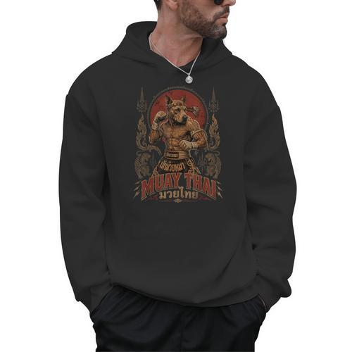 Muay Thai Roots Vintage Thai Boxing Fighter Thailand Dog Men Hoodie - Nak Muay Co.