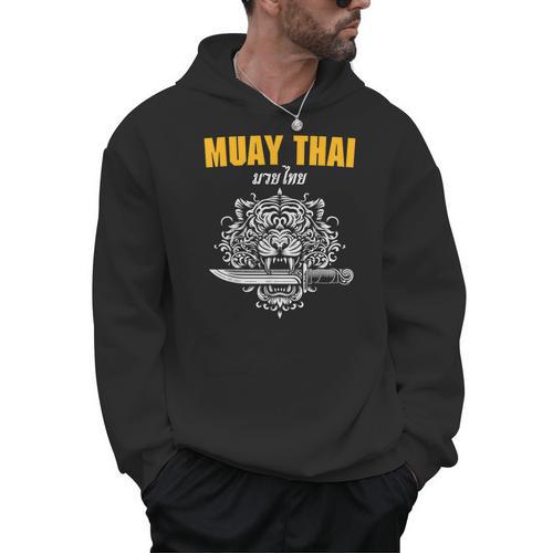 Muay Thai Sak Yant MMA Tattoo Tiger Lion Knife Martial Art Men Hoodie - Nak Muay Co.