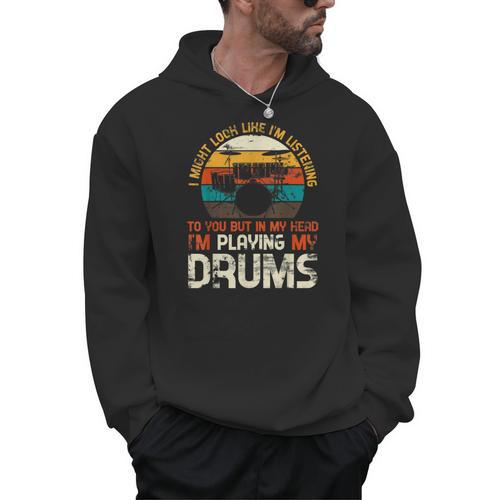 Musician Drummer Music Lover Drum Kit Men Hoodie - Downbeat Supply