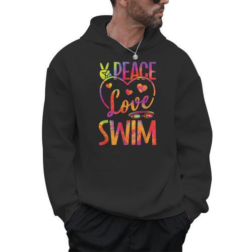 Peace Love Swim Swimming Tie Dye Swimmer Swimming Swim Team Men Hoodie - SwimGear Co