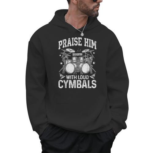 Praise Him With Loud Cymbals Psalm 150-5 Vintage Drum Kit Men Hoodie - Downbeat Supply