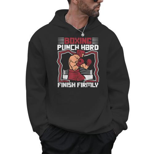 Punch Hard Finish Firmly Kickboxer Fan Muay Thai Boxing Men Hoodie - Nak Muay Co.