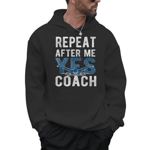 Repeat Yes Swim Coaching Swimming Coaches Men Hoodie - SwimGear Co