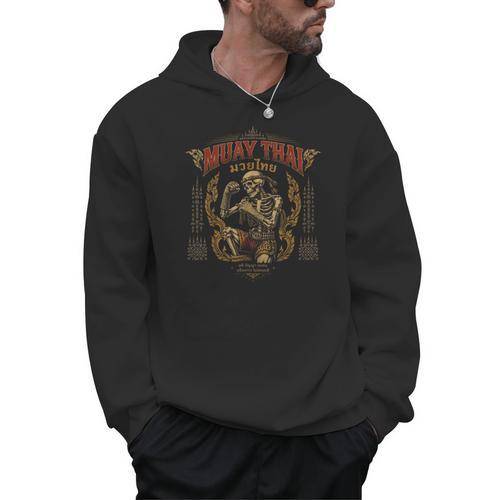 Retro Muay Thai Shorts Thai Boxing Fighter Style Skeleton Men Hoodie - Nak Muay Co.