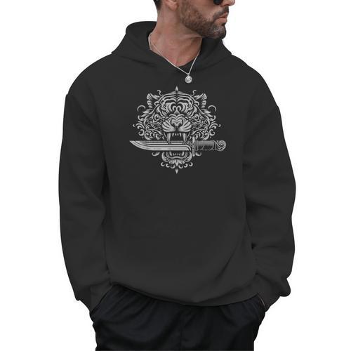 Sak Yant Muay Thai MMA Tattoo Tiger Head Knife Martial Art Men Hoodie - Nak Muay Co.
