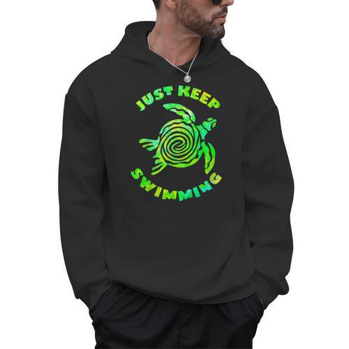 Sea Turtle Just Keep Swimming Ocean Beach Vacation Men Hoodie - SwimGear Co