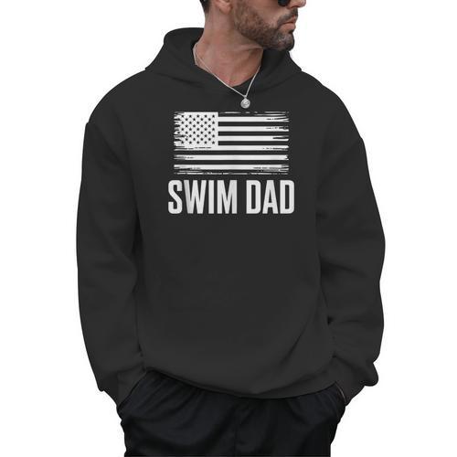 Swim Dad Art For Dad Father Men Swim Team Dad Swimming Coach Men Hoodie - SwimGear Co