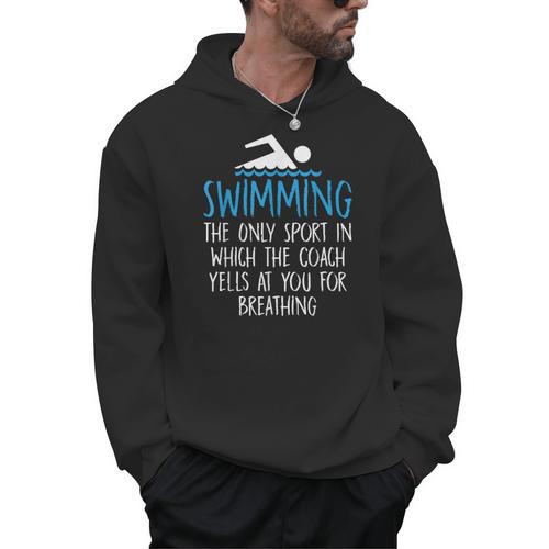 Swimming Coach Yells Breathing Swimmer Swim Team Men Hoodie - SwimGear Co