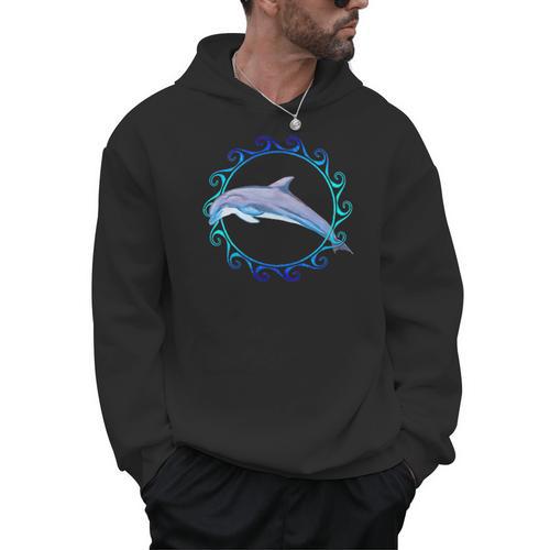 Swimming Dolphin Maori Sun Tribal Waves 2-Sided Men Hoodie - SwimGear Co