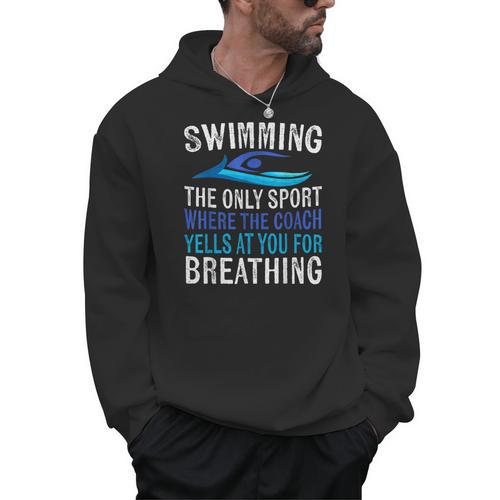 Swimming Only Sport Where The Coach Swimmer Swim Team Men Hoodie - SwimGear Co