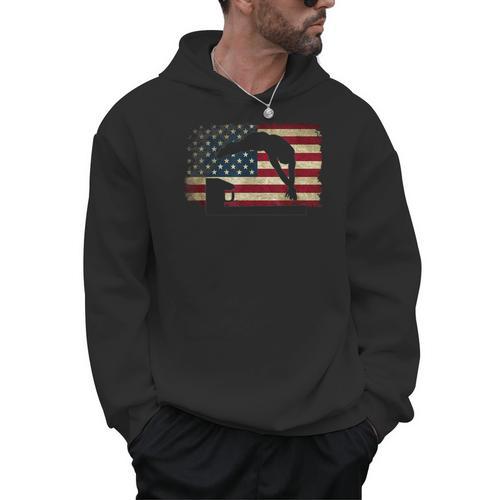 Swimming Swim Team Distressed American Flag USA Swimmer Men Hoodie - SwimGear Co