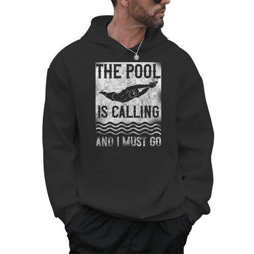 Swimming Swimmer Swim The Pool Is Calling Vintage Men Hoodie - SwimGear Co