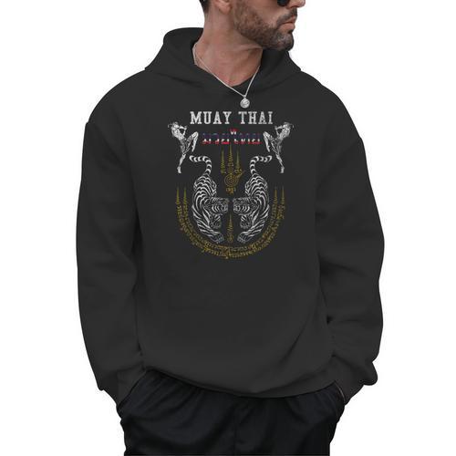 Twin Tiger Sak Yant Muay Thai Fighter Tee Martial Art Men Hoodie - Nak Muay Co.