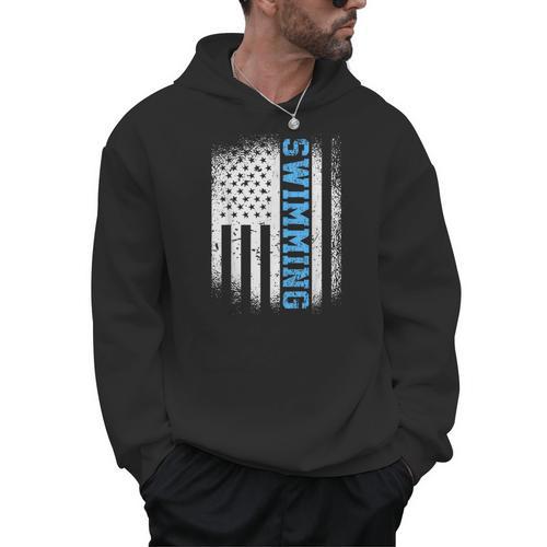 USA Flag Swimming Swim American Swimmer Men Hoodie - SwimGear Co