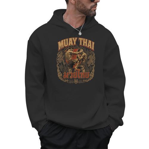 Vintage Muay Thai Thai Boxing Nak Muay Fighter Art Men Hoodie - Nak Muay Co.