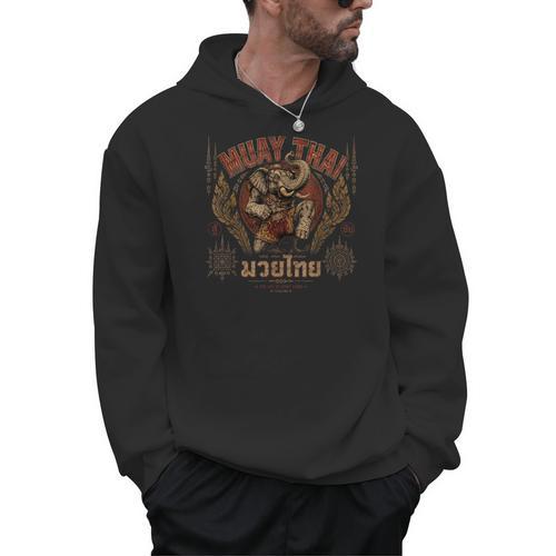 Vintage Muay Thai Chaiya Thai Boxing Fighter Style Elephant Men Hoodie - Nak Muay Co.