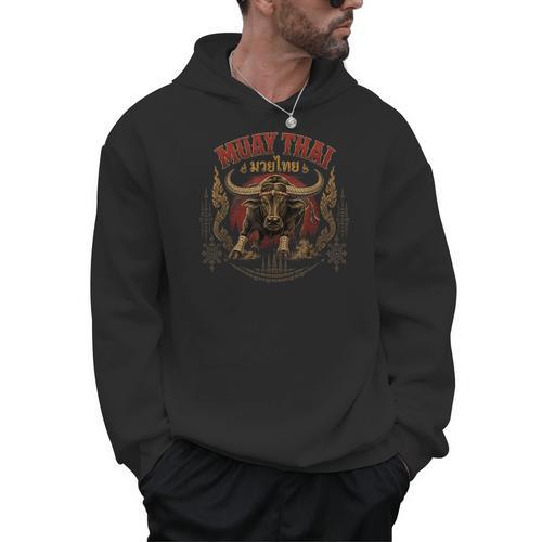 Vintage Muay Thai Dad Thai Boxing Fighter Father Buffalo Men Hoodie - Nak Muay Co.