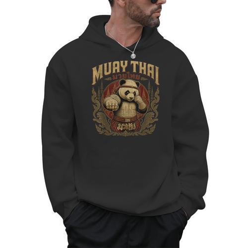 Vintage Muay Thai Gym Thai Boxing Training Fighter Panda Men Hoodie - Nak Muay Co.