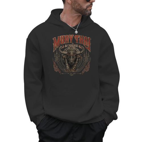 Vintage Muay Thai Trainer Thai Boxing Coach Art Buffalo Men Hoodie - Nak Muay Co.