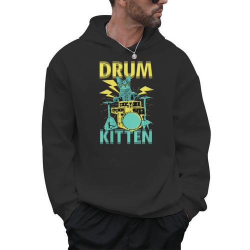 Women's Cute Drummer Cat Drum Kitten Men Hoodie - Downbeat Supply