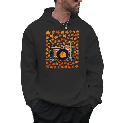 Women's Drum Kit With Leaves Fall Drummer Autumn Musician Men Hoodie - Downbeat Supply