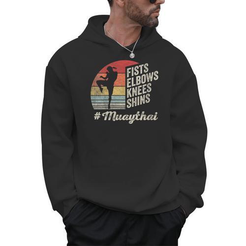 Women's Muay Thai Martial Arts Fighter Retro Vintage Sunset Graphic Men Hoodie - Nak Muay Co.