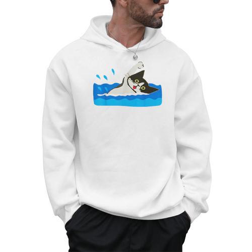 Cat Swimming Pool Men Hoodie - SwimGear Co