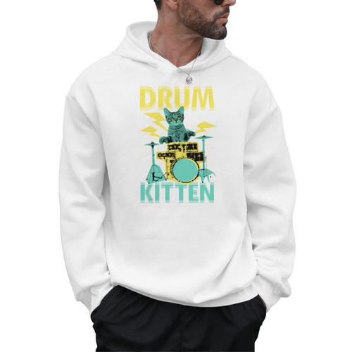 Cute Drummer Cat Drum Kitten Men Hoodie - Downbeat Supply