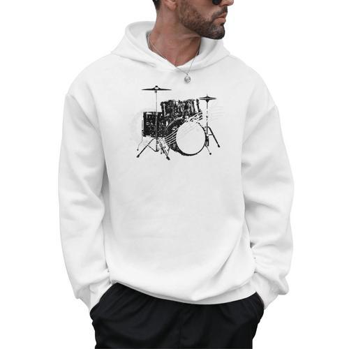 Drum Kit Drummer Band Musical Instrument Rock Music Raglan Baseball Tee Men Hoodie - Downbeat Supply