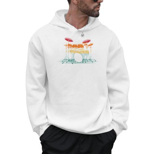 Drum Kit Musical Retro Instrument Musician Men Hoodie - Downbeat Supply