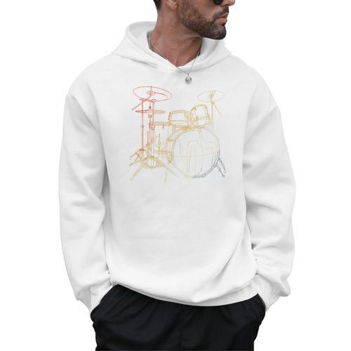 Drum Kit Vintage Look Music Concert Sweatshirt Men Hoodie - Downbeat Supply
